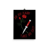 Do No Harm Take No Shit - Rose, Knife, Aesthetic, Punk, Self Care, Mental Health Poster