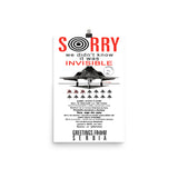 Sorry We Didn't Know It Was Invisible - Historical, F-117A Nighthawk, Propaganda, Stealth Jet Poster