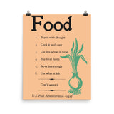 Food WW1 Rationing Poster - World War 1, Propaganda, Cooking, Historical, Chef Poster
