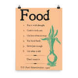 Food WW1 Rationing Poster - World War 1, Propaganda, Cooking, Historical, Chef Poster