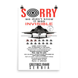 Sorry We Didn't Know It Was Invisible - Historical, F-117A Nighthawk, Propaganda, Stealth Jet Poster