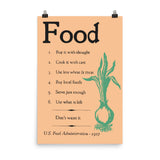 Food WW1 Rationing Poster - World War 1, Propaganda, Cooking, Historical, Chef Poster