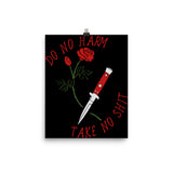 Do No Harm Take No Shit - Rose, Knife, Aesthetic, Punk, Self Care, Mental Health Poster