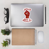 Jesus Was A Socialist Raised Fist - Liberation Theology, Radical Christianity, Socialism, Leftist, Social Justice Sticker