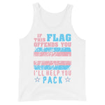 If This Flag Offends You I'll Help You Pack - LGBTQ, Transgender Pride, Parody, Meme Tank Top