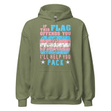 If This Flag Offends You I'll Help You Pack - LGBTQ, Transgender Pride, Parody, Meme Hoodie