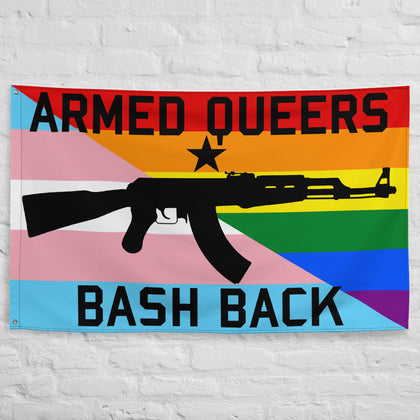 Armed Queers Bash Back - LGBTQ, Queer, Transgender, AK47, Firearm, Socialist Flag