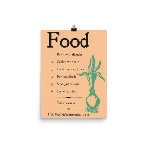 Food WW1 Rationing Poster - World War 1, Propaganda, Cooking, Historical, Chef Poster