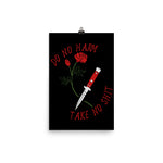 Do No Harm Take No Shit - Rose, Knife, Aesthetic, Punk, Self Care, Mental Health Poster