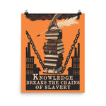 Knowledge Breaks The Chains Of Slavery Translated - Soviet Propaganda, Literacy, USSR, Communist Poster