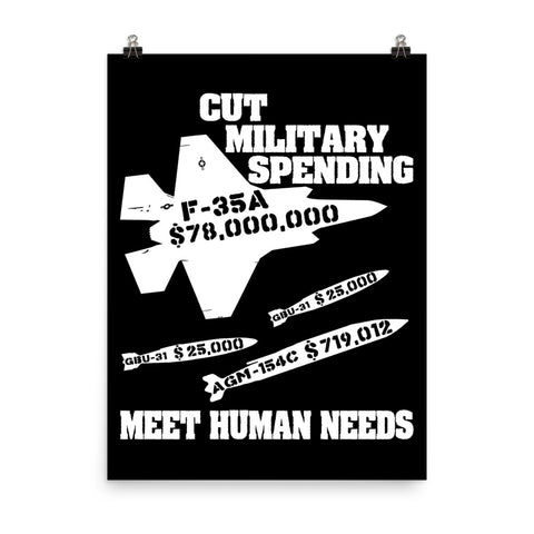 Cut Military Spending, Meet Human Needs - Anti War, Leftist, Socialist Poster