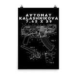 Avtomat Kalashnikova Blueprint - AK47, Mikhail Kalashnikov, Guns, Firearms, Patent Poster