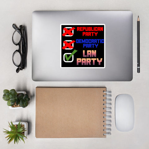 LAN Party - PC Gaming, Meme, Democratic Party, Republican Party Sticker