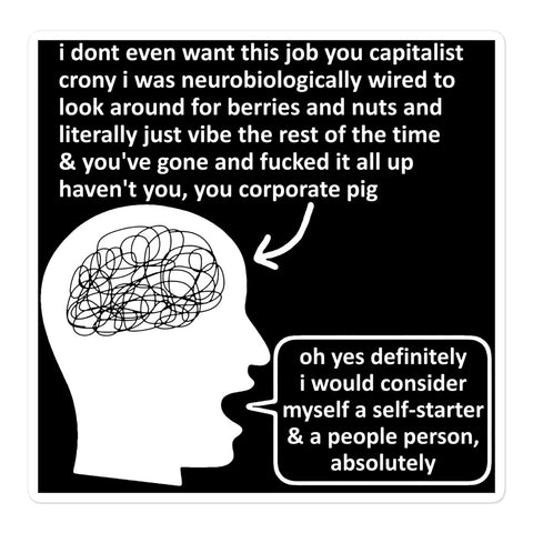 Self Starter People Person - Anti Capitalist Meme, Anti Wage Labor Sticker