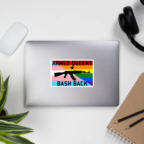 Armed Queers Bash Back w/ Star - LGBTQ, Queer, AK47 Sticker