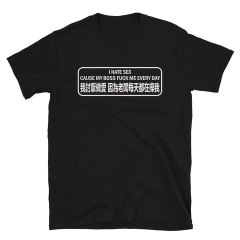 I Hate Sex Cause My Boss F*ck Me Every Day - Meme, Chinese, Funny T-Shirt
